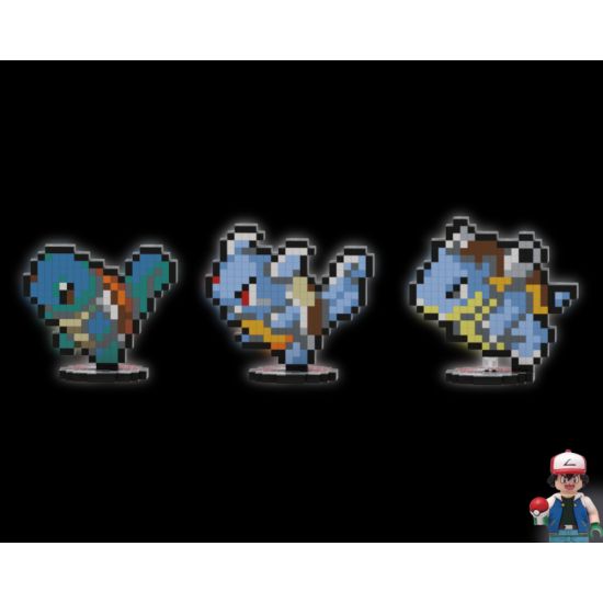 Squirtle, Wartortle & Blastoise - Pixel Art Display