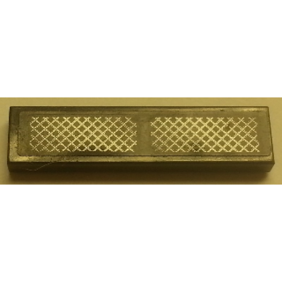 Tile 1 x 4 with Two Silver Grilles on Black Background Pattern (Sticker) - Set 8143