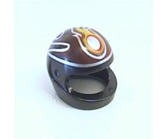 Minifigure, Headgear Helmet Motorcycle (Standard) with Yellow/Red Flame, Silver Dot Pattern (Set 8364)