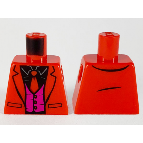 Torso Jacket, Black Shirt, Red Tie, Magenta Vest Pattern