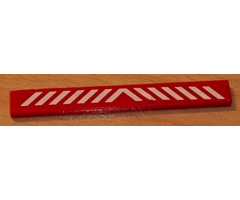 Tile 1 x 8 with White Danger Stripes Pattern (Sticker) - Set 6598