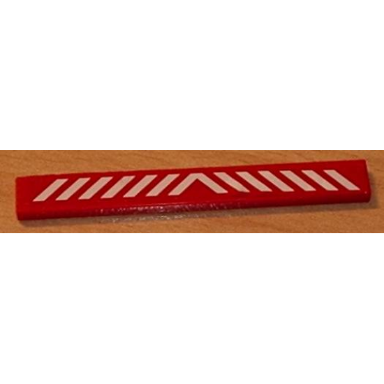 Tile 1 x 8 with White Danger Stripes Pattern (Sticker) - Set 6598