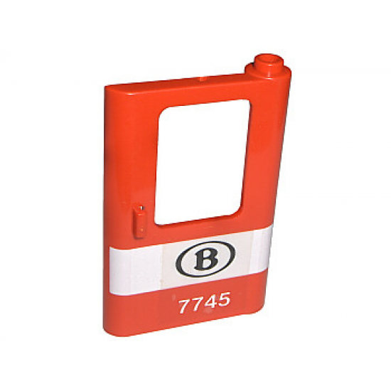 Door 1 x 4 x 5 Train Right with White Stripe and 'B 7745' Pattern (Sticker) - Set 7745