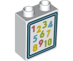 Duplo, Brick 1 x 2 x 2 with Pink, Yellow, Lime and Medium Azure 1-10 Numbers Pattern