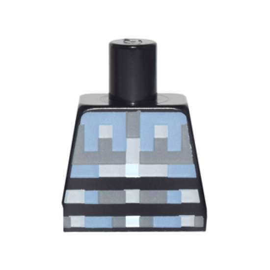 Torso Pixelated Light Bluish Gray, Sand Blue and Silver Armor Pattern