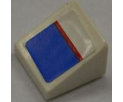 Slope 30 1 x 1 x 2/3 with Red Line on Blue and White Pattern (Sticker) - Set 8125