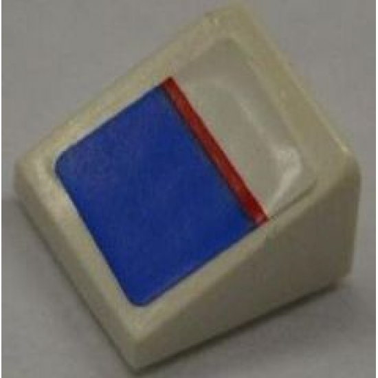 Slope 30 1 x 1 x 2/3 with Red Line on Blue and White Pattern (Sticker) - Set 8125