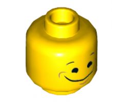 Minifigure, Head Dual Sided Black Eyes, Eyebrows, Wide Closed Mouth Smile / Closed Eyes, Smile with Tongue Pattern (Benny) - Hollow Stud