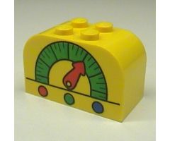 Slope, Curved 4 x 2 x 2 Double with Four Studs with Gas Gauge Pattern