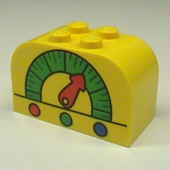 Slope, Curved 4 x 2 x 2 Double with Four Studs with Gas Gauge Pattern