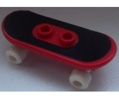 Minifigure, Utensil Skateboard with Mag Wheel Holders and White Mag Wheels with Black Surface Pattern (Sticker) - Set 3535