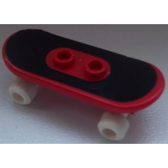 Minifigure, Utensil Skateboard with Mag Wheel Holders and White Mag Wheels with Black Surface Pattern (Sticker) - Set 3535