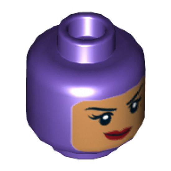 Minifigure, Head Dual Sided Female Balaclava with Medium Nougat Face, Beauty Mark, Crooked Smile / Scared Pattern - Hollow Stud