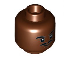 Minifigure, Head Dual Sided Moustache Split, Black Eyebrows, Lopsided Grin / Closed Mouth Pattern (SW Lando) - Hollow Stud