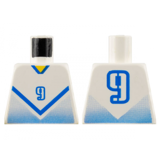 Torso Soccer Blue Chevron and No. 9 Front and Back Pattern