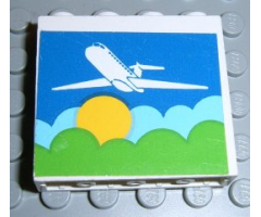 Panel 1 x 4 x 3 - Solid Studs with Airplane above Sun & Clouds Pattern (Sticker) - Set 1772