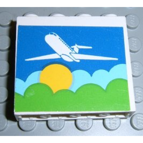 Panel 1 x 4 x 3 - Solid Studs with Airplane above Sun & Clouds Pattern (Sticker) - Set 1772