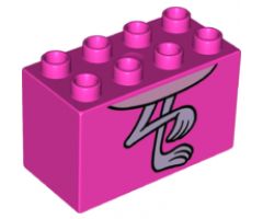 Duplo, Brick 2 x 4 x 2 with Flamingo Feet Pattern