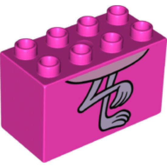 Duplo, Brick 2 x 4 x 2 with Flamingo Feet Pattern