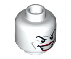 Minifigure, Head Male Black Eyebrows, Red Lips, Wide Smile Pattern (The Joker) - Hollow Stud
