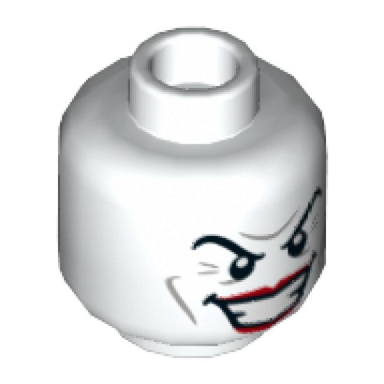 Minifigure, Head Male Black Eyebrows, Red Lips, Wide Smile Pattern (The Joker) - Hollow Stud