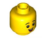 Minifigure, Head Child Black Eyebrows, Freckles, Small Open Smile with Top Teeth Pattern - Hollow Stud
