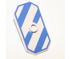 Minifigure, Shield Rectangular with Stud, Blue-Violet Diagonal Stripes Pattern