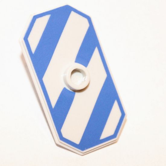 Minifigure, Shield Rectangular with Stud, Blue-Violet Diagonal Stripes Pattern