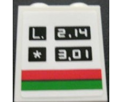 Brick 1 x 2 x 2 with Inside Stud Holder with 'L. 2.14' and '* 3.01' Pattern (Sticker) - Set 3180