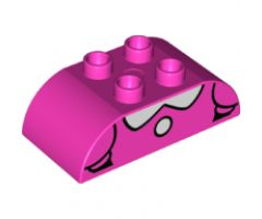 Duplo, Brick 2 x 4 Curved Top with White Collar and Button Pattern