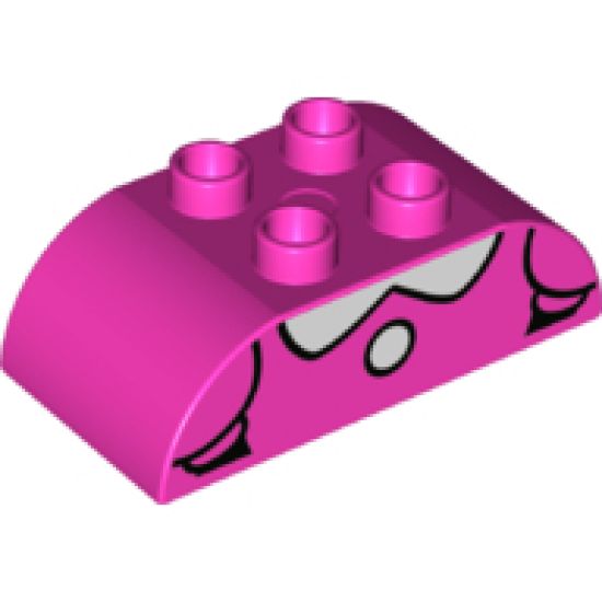 Duplo, Brick 2 x 4 Curved Top with White Collar and Button Pattern