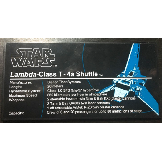 Tile 8 x 16 with Bottom Tubes with Lambda-Class T-4a Shuttle Pattern (Sticker) - Set 10212