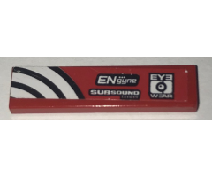 Tile 1 x 4 with 'EYE WEAR', 'ENgyne', 'SUBSOUND Limiter' and White and Black Curved Lines Pattern Model Left Side (Sticker) - Set 8182