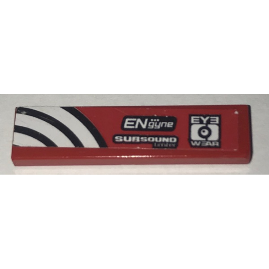 Tile 1 x 4 with 'EYE WEAR', 'ENgyne', 'SUBSOUND Limiter' and White and Black Curved Lines Pattern Model Left Side (Sticker) - Set 8182