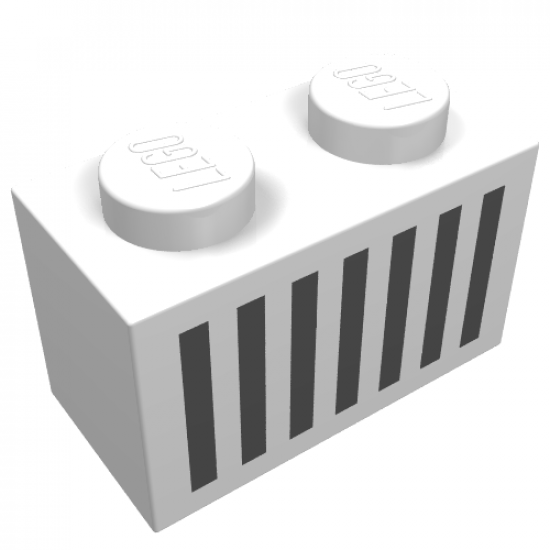 Brick 1 x 2 with Black Grille Pattern