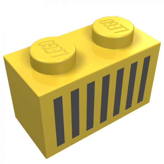 Brick 1 x 2 with Black Grille Pattern