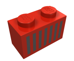 Brick 1 x 2 with Black Grille Pattern