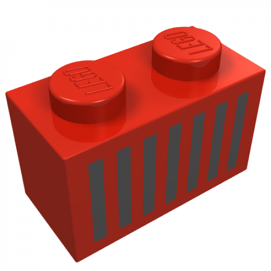 Brick 1 x 2 with Black Grille Pattern