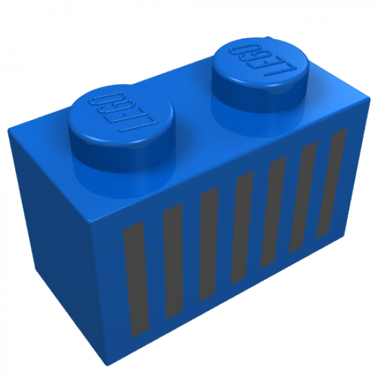 Brick 1 x 2 with Black Grille Pattern