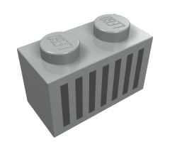 Brick 1 x 2 with Black Grille Pattern
