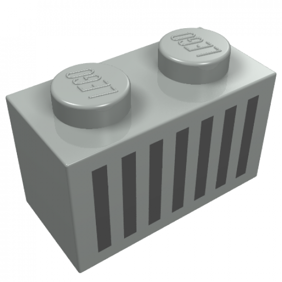 Brick 1 x 2 with Black Grille Pattern