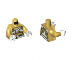 Torso Ninjago Armor White and Gold with White Sash Pattern / Pearl Gold Arms / White Hands