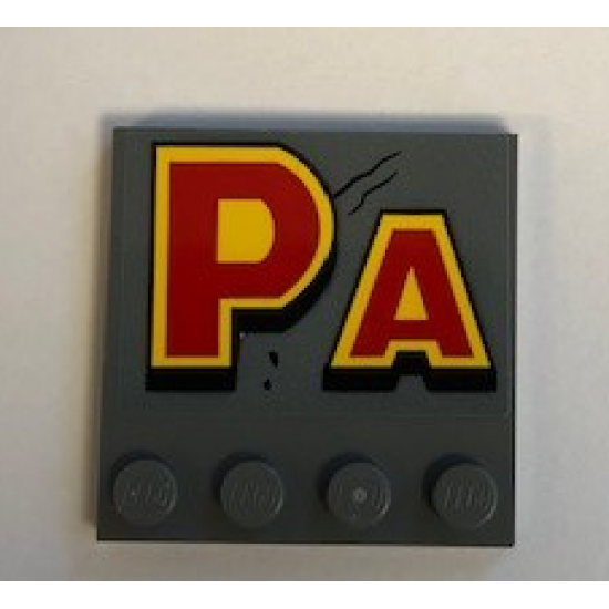Tile, Modified 4 x 4 with Studs on Edge with 'PA' Pattern (Sticker) - Set 75936