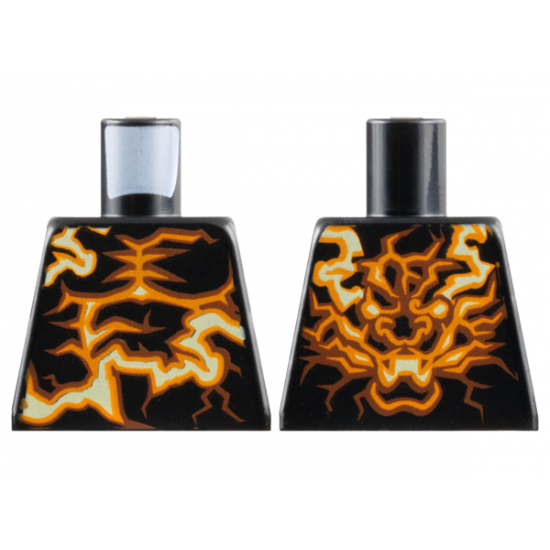 Torso Ninjago Orange Energy and Dragon on Back Pattern (Spinjitzu Burst Cole)