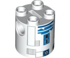 Brick, Round 2 x 2 x 2 Robot Body with Blue Lines and Blue Pattern (R2-D2 Clone Wars)