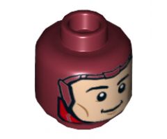 Minifigure, Head Dual Sided Balaclava Light Nougat Face, Black Eyebrows, Open Mouth Smile / Closed Mouth Smile Pattern - Hollow Stud