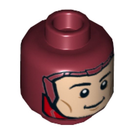 Minifigure, Head Dual Sided Balaclava Light Nougat Face, Black Eyebrows, Open Mouth Smile / Closed Mouth Smile Pattern - Hollow Stud