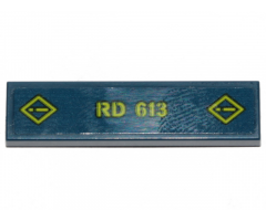 Tile 1 x 4 with Lime Danger Sign and 'RD 613' Pattern (Sticker) - Set 70839