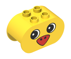 Duplo, Brick 2 x 4 x 2 Rounded Ends with Bird Face Pattern