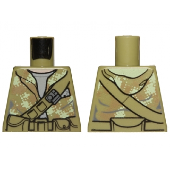 Torso Hooded Sweatshirt Camouflage over Sand Blue Shirt, Diagonal Belt and Pouches Pattern (SW Endor Rebel Trooper)